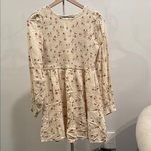 American Eagle Outfitters Cream Floral Long Sleeve Dress